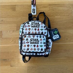 NEW Star Wars Chibi Character Mini Backpack Small White Bag W/ Yoda Pouch NWT
